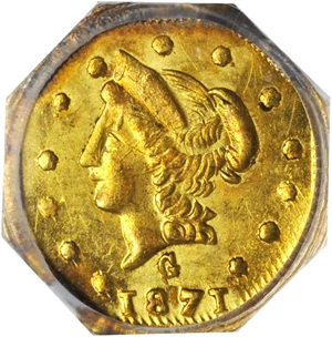 image for: 1871-G Octagonal 50 Cents. BG-924. Rarity-3. Liberty Head. MS-63 (PCGS).