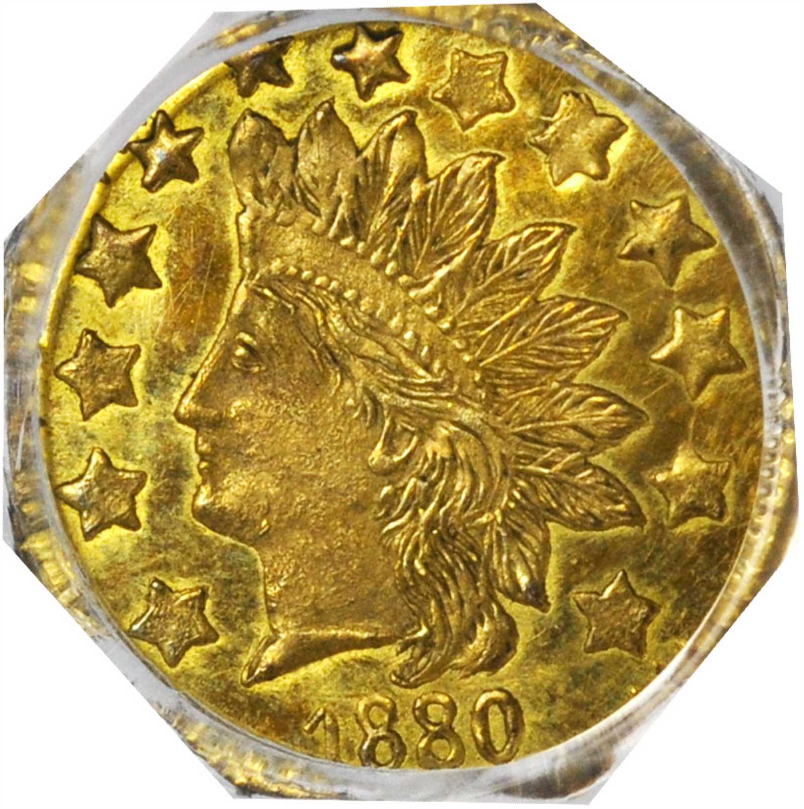 image for: 1880 Octagonal 50 Cents. BG-954. Rarity-4-. Indian Head. MS-63 (PCGS).