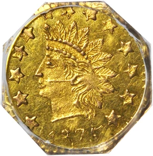 image for: 1875 Octagonal 50 Cents. BG-946. Rarity-4. Indian Head. MS-62 (PCGS).