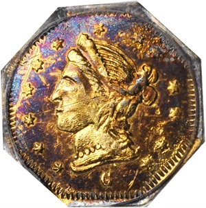 image for: 1868-G Octagonal $1. BG-1105. Rarity-4+. Indian Head. MS-61 (PCGS).