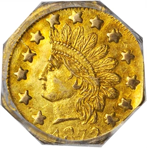 image for: 1872 Octagonal 50 Cents. BG-940. Rarity-4. Indian Head. MS-62 (PCGS).