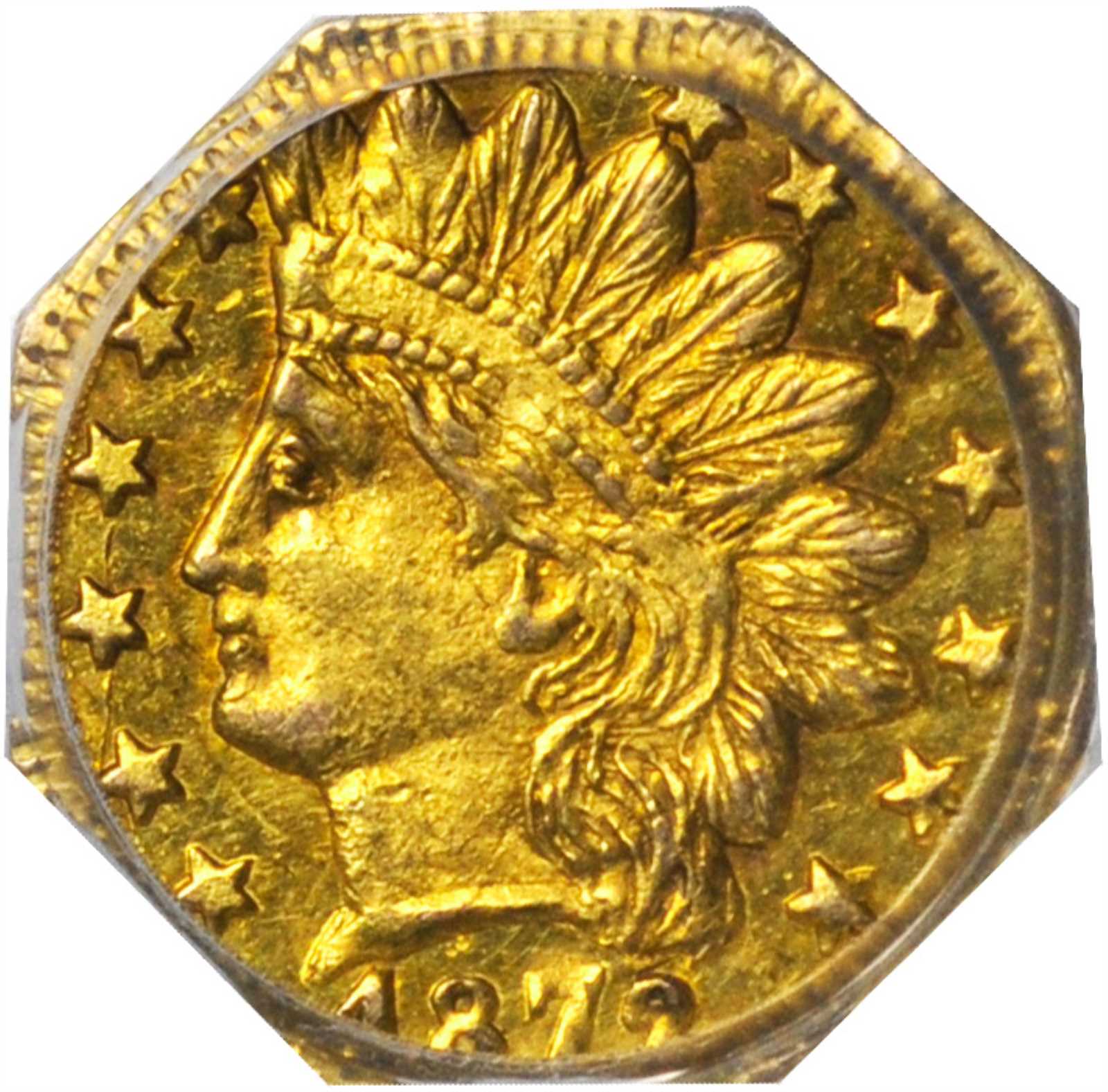 image for: 1872/1 Octagonal 25 Cents. BG-790. Rarity-3. Indian Head. MS-62 (PCGS).