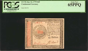image for: CC-96. Continental Currency. January 14, 1779. $45. PCGS Currency Gem New 65 PPQ.