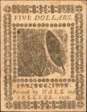 image for: CC-35. Continental Currency. May 9, 1776. $5. Very Fine.