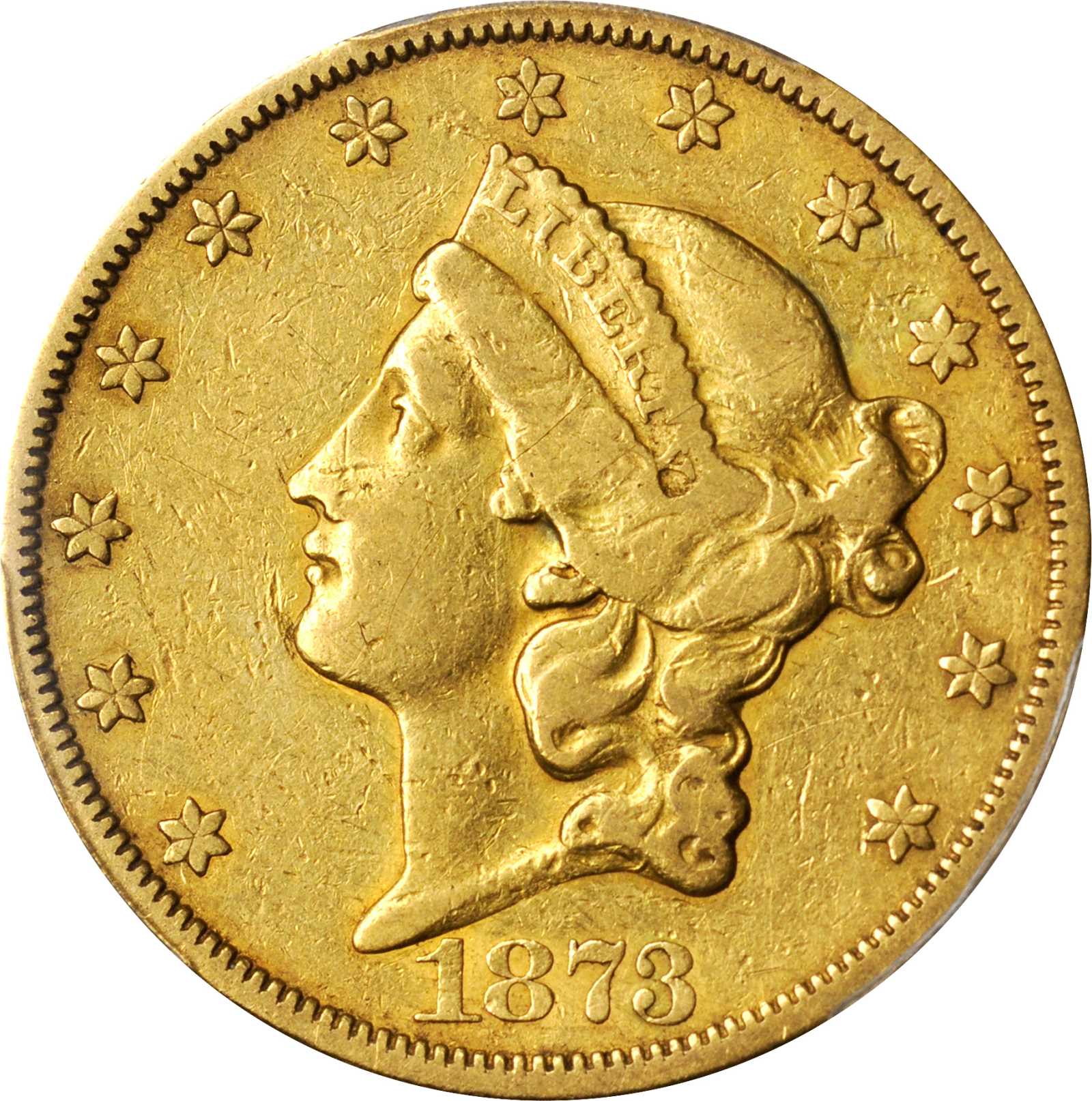 1873-CC Liberty Head Double Eagle. VF-30 (PCGS).
