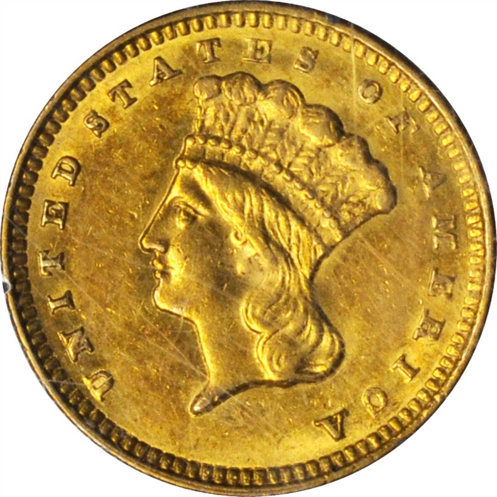 1873 Gold Dollar. Open 3. AU-50 (PCGS). OGH--First Generation.