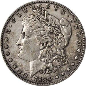 image for: 1884 Morgan Silver Dollar. VAM-3. Top 100 Variety. Large Dot Variety. EF-40 (ANACS).
