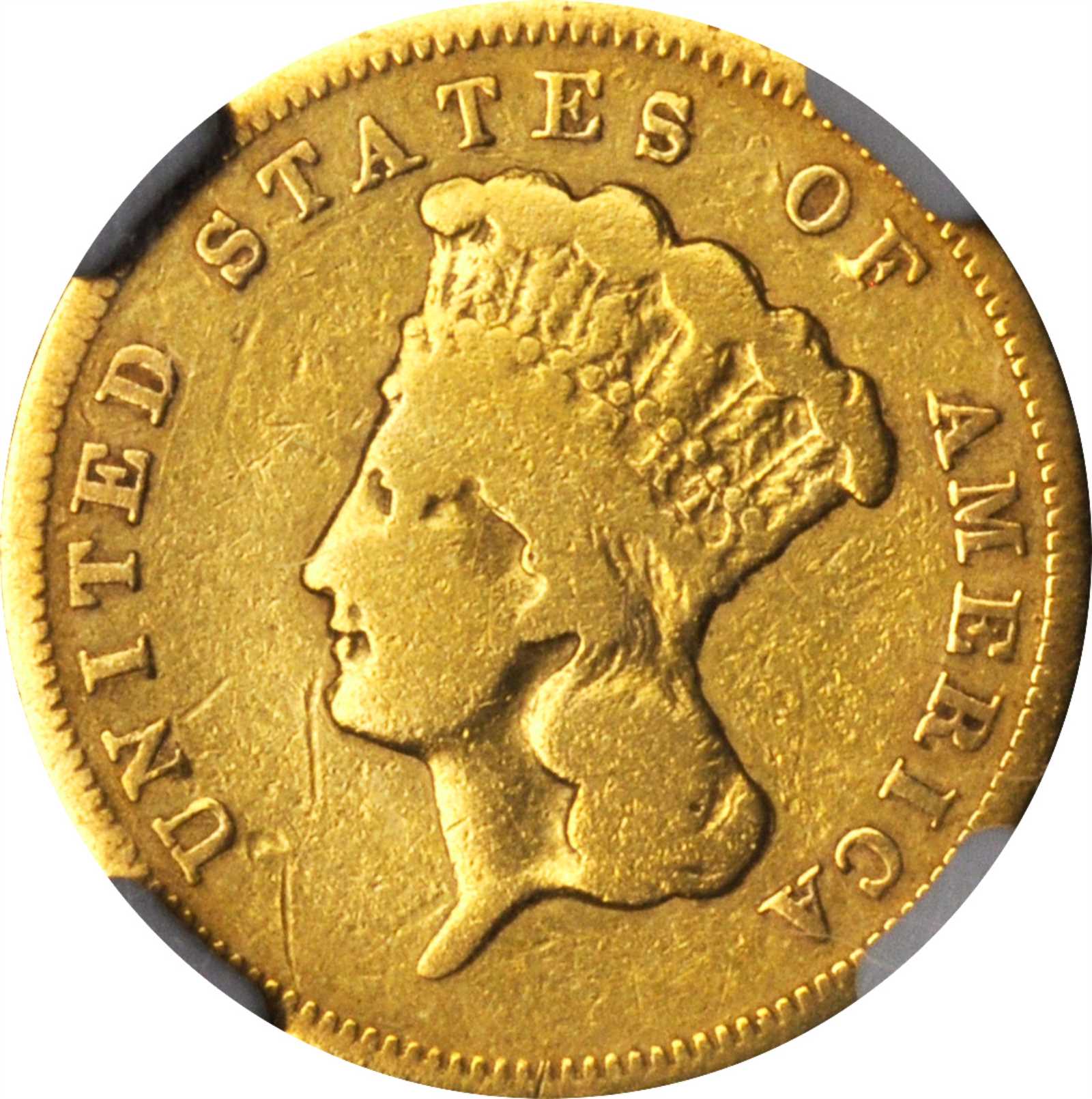 1856-S Three-Dollar Gold Piece. VG-8 (NGC).