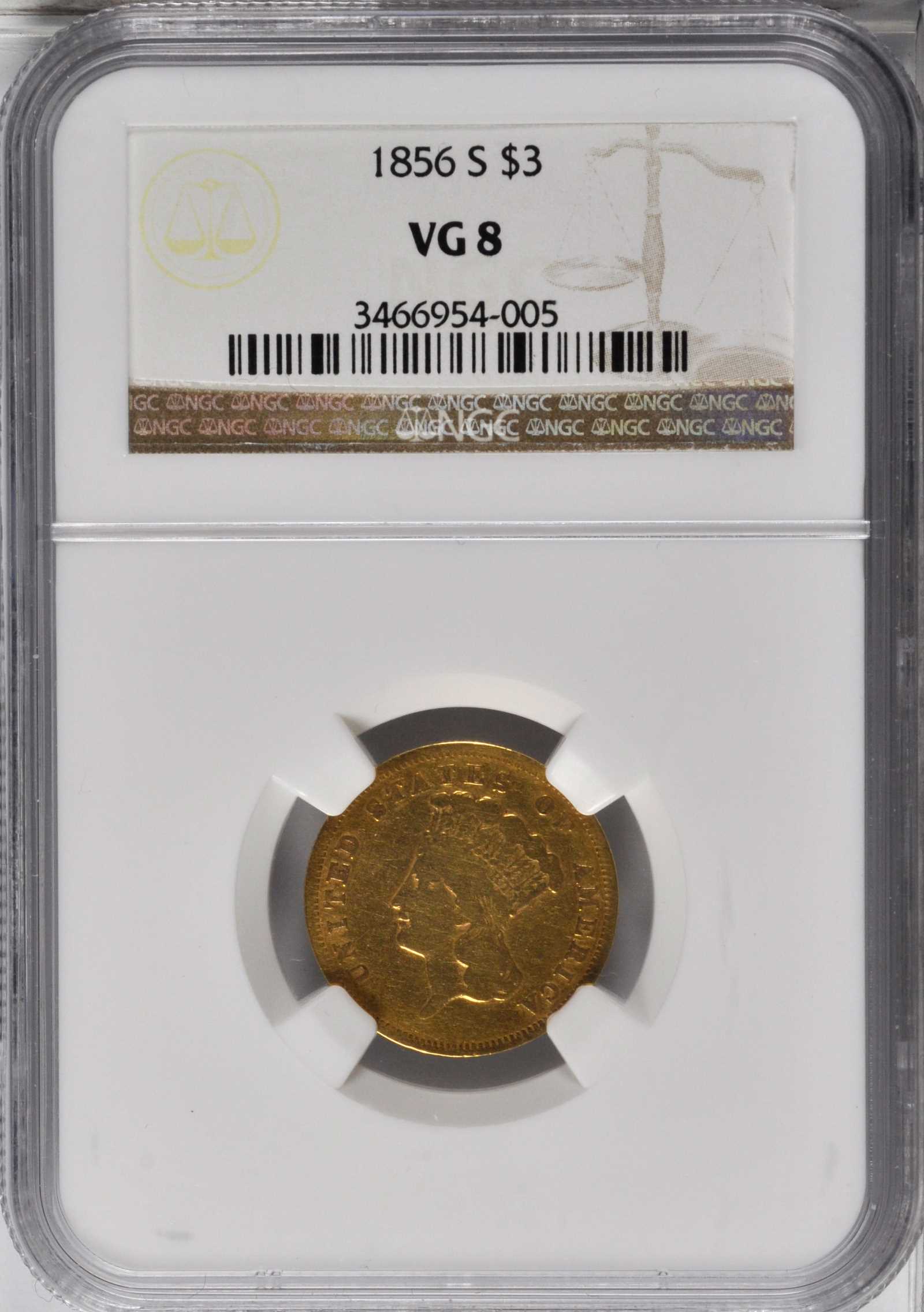 1856-S $3 VG8 thumbnail 3