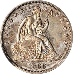 image for: 1866 Liberty Seated Half Dollar. Motto. Proof-62 (PCGS).