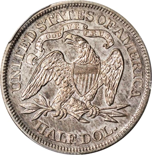 image for: 1866 Liberty Seated Half Dollar. Motto. Proof-62 (PCGS).