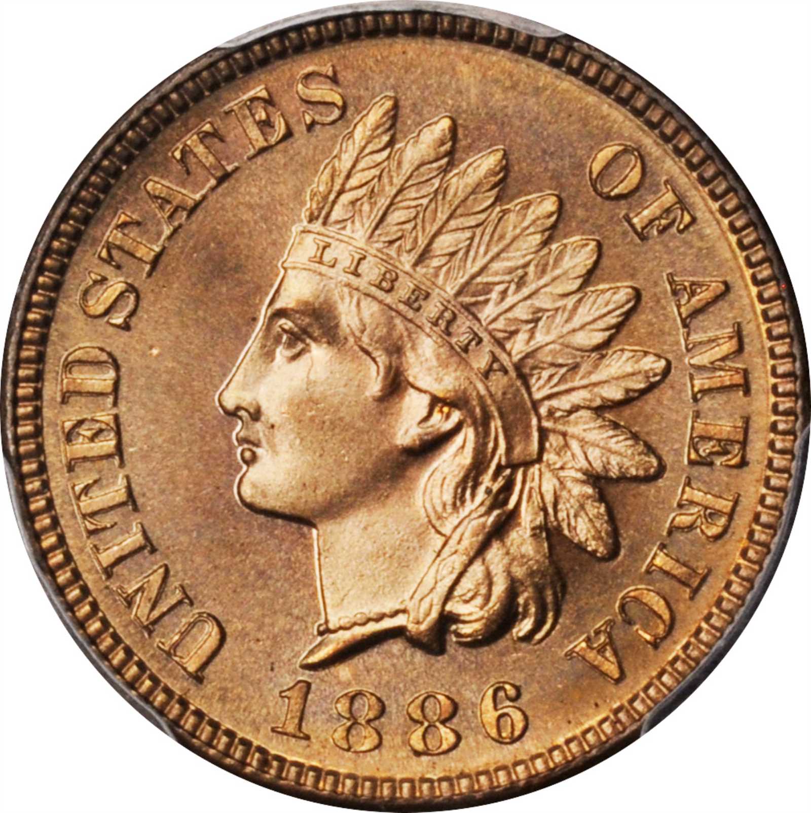image for: 1886 Indian Cent. Type I Obverse. Proof-65 RB (PCGS).