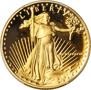 image for: 1988-P Quarter-Ounce Gold Eagle. Mint Director Philip Diehl Signature. Proof-69 Deep Cameo (PCGS).