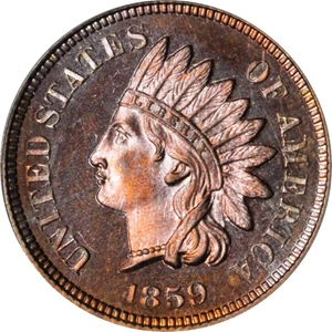 image for: 1859 Indian Cent. Snow-PR2. Proof-65 Cameo (PCGS).