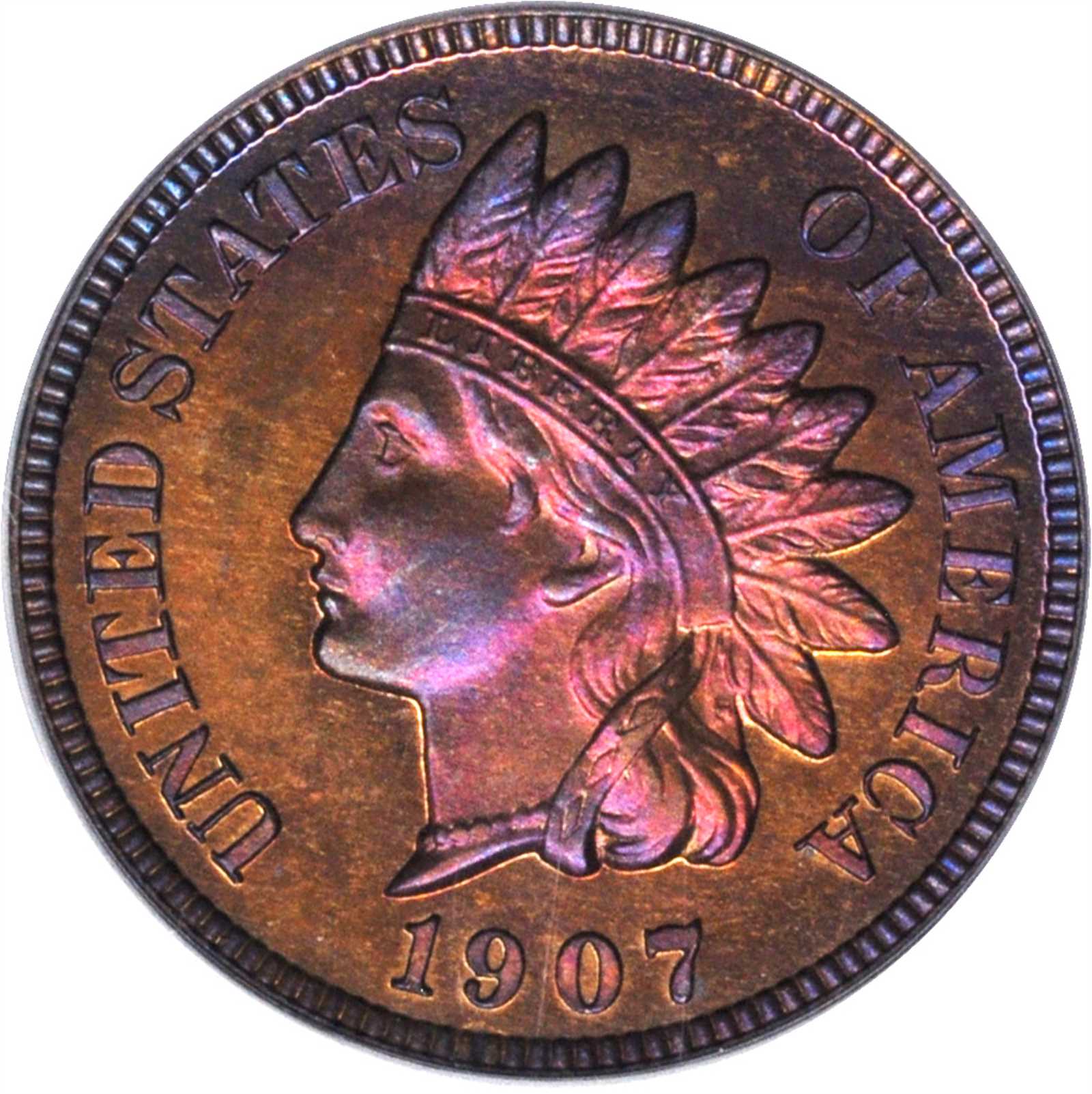 image for: 1907 Indian Cent. Snow-PR1. Proof-66 RB (PCGS).