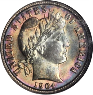 image for: 1904 Barber Dime. MS-66 * (NGC).