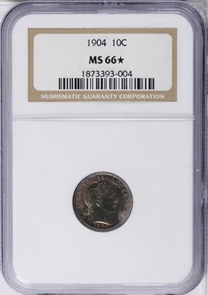 image for: 1904 Barber Dime. MS-66 * (NGC).