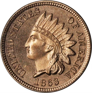 image for: 1863 Indian Cent. Snow-PR1. Proof-65 Cameo (PCGS).