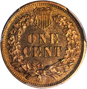 image for: 1873 Indian Cent. Snow-PR1, the only known dies. Close 3. Proof-66 RB (PCGS).