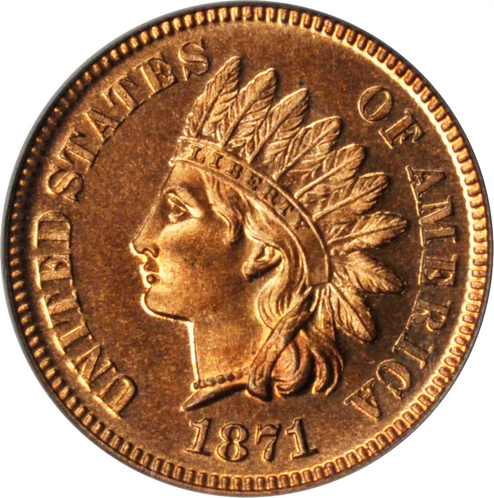 image for: 1871 Indian Cent. Snow-PR1. Shallow N. Proof-65 RD (PCGS).