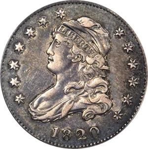 image for: 1820 Capped Bust Quarter. B-4. Rarity-2. Small 0. EF-45 (PCGS).