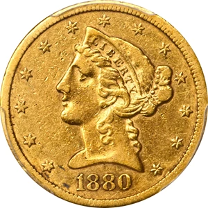 image for: 1880-CC Liberty Head Half Eagle. VF-35 (PCGS).