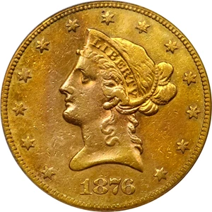 image for: 1876-CC Liberty Head Eagle. AU-50 (PCGS).