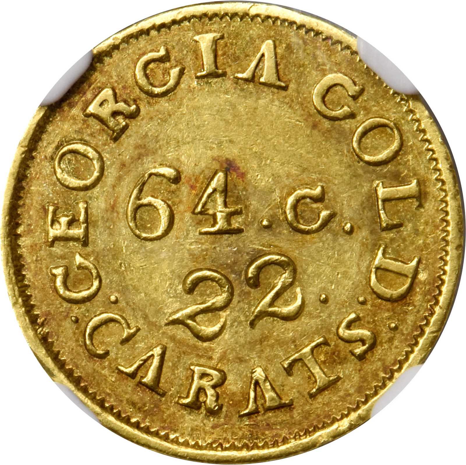 image for: Undated (1837-1842) Christopher Bechtler $2.50. K-11. Rarity-6. 64.G., 22 CARATS, Uneven 22. MS-61 (NGC).