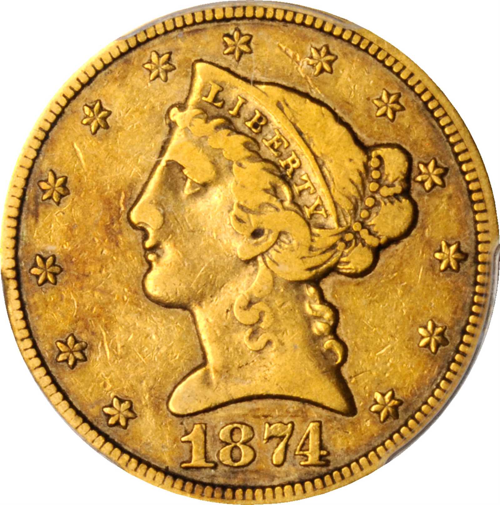image for: 1874-CC Liberty Head Half Eagle. VF-30 (PCGS).