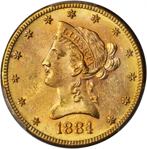 image for: 1884-S Liberty Head Eagle. MS-62+ (PCGS). CAC.