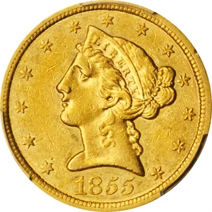 image for: 1855-O Liberty Head Half Eagle. AU-50 (PCGS).