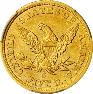 image for: 1855-O Liberty Head Half Eagle. AU-50 (PCGS).