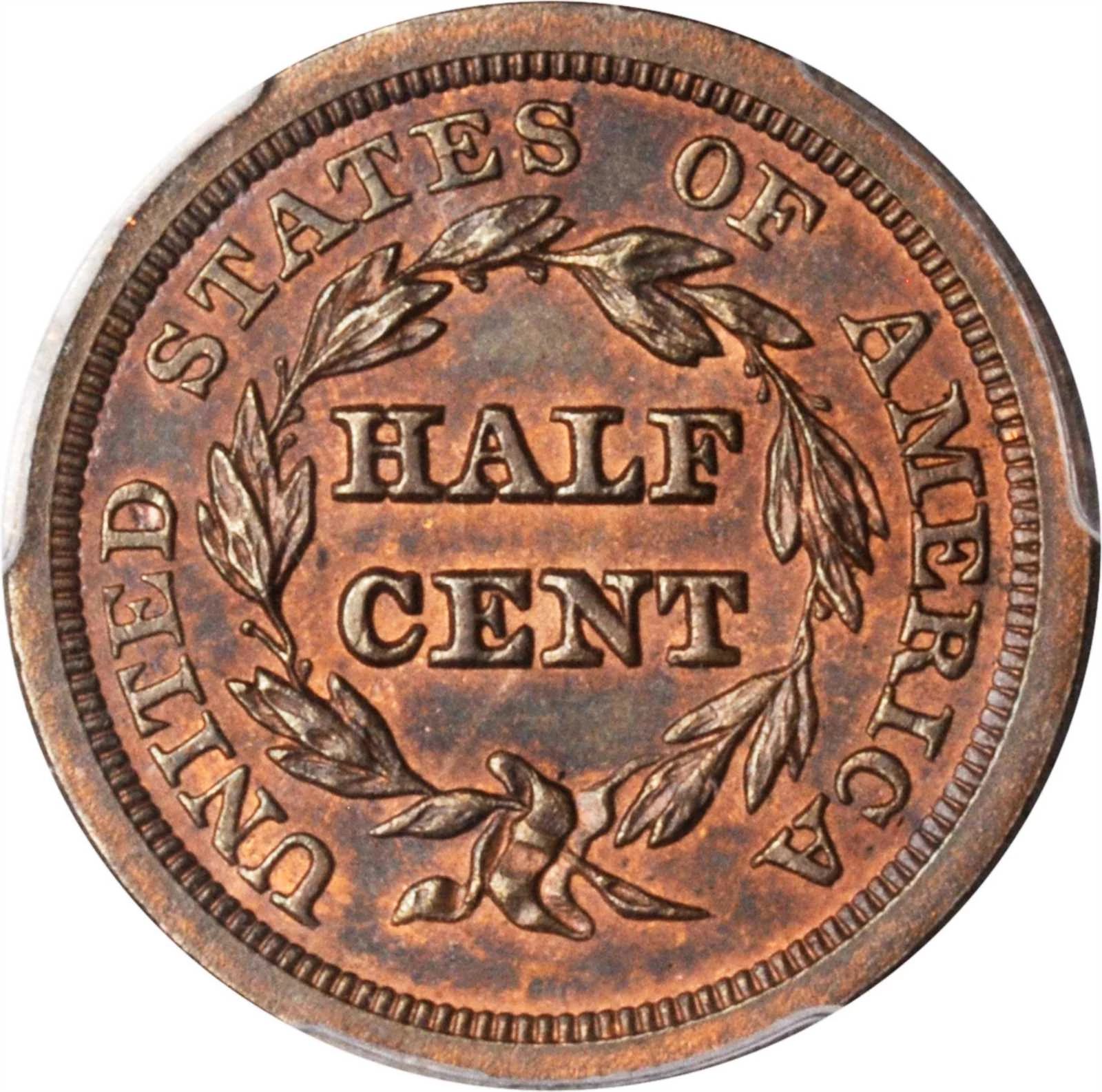 1850 Braided Hair Half Cent Coin C-1 ANACS AU-55 Details-Cleaned