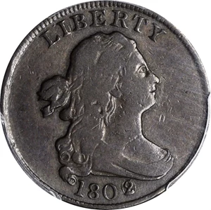 image for: 1802/0 Draped Bust Half Cent. C-2. Rarity-3. Second Reverse (a.k.a. Reverse of 1802). Fine-15 (PCGS).