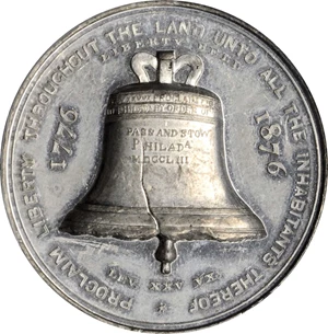 image for: 1876 Key's Centennial Series - Liberty Bell Medal. White Metal. 38 mm. Musante GW-909, Baker-397C, HK-32. MS-61 (PCGS).