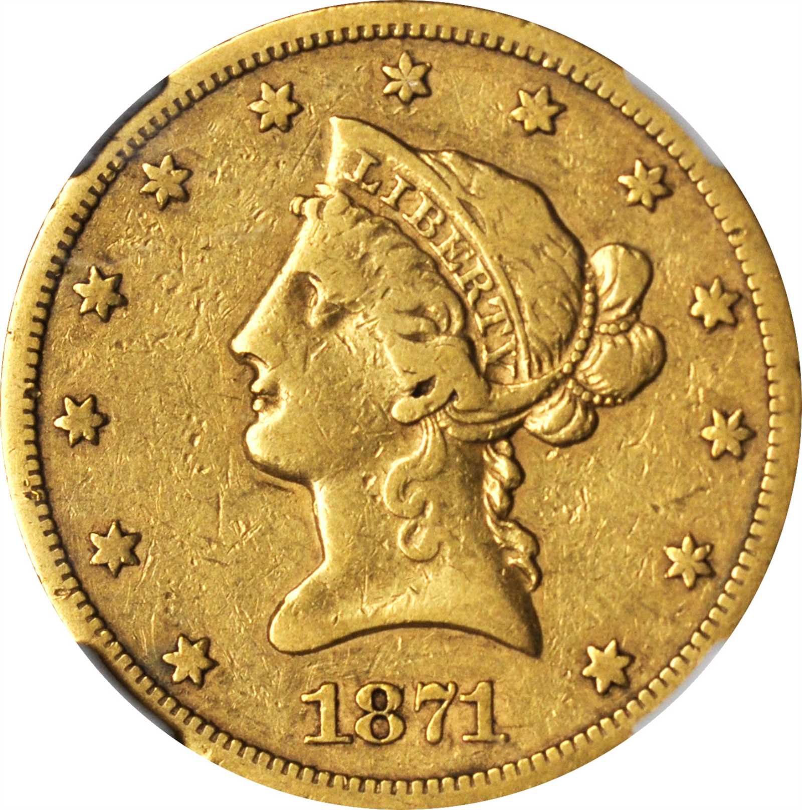 image for: 1871-S Liberty Head Eagle. Fine-15 (NGC).