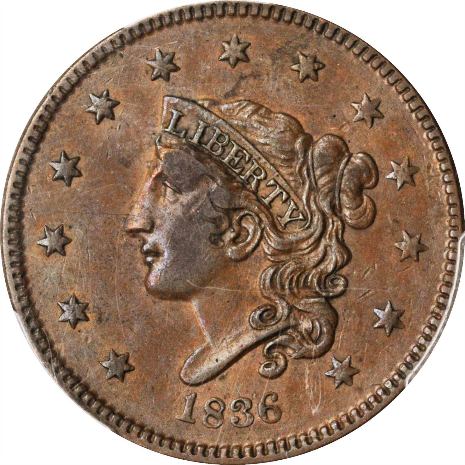 image for: 1836 Modified Matron Head Cent. N-7. Rarity-4. EF-45 (PCGS).