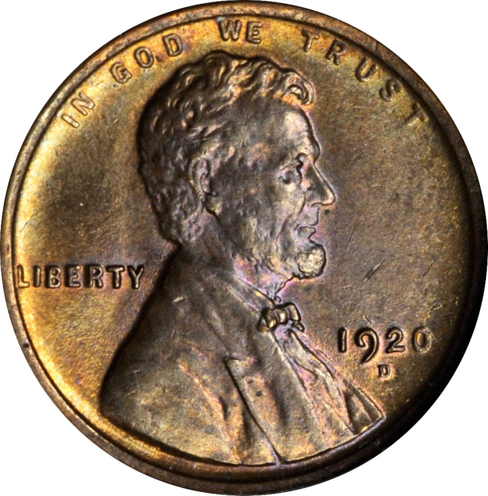 image for: 1920-D Lincoln Cent. MS-62 BN (ANACS). OH.