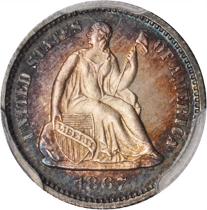 image for: 1867 Liberty Seated Half Dime. Proof-64 (PCGS).