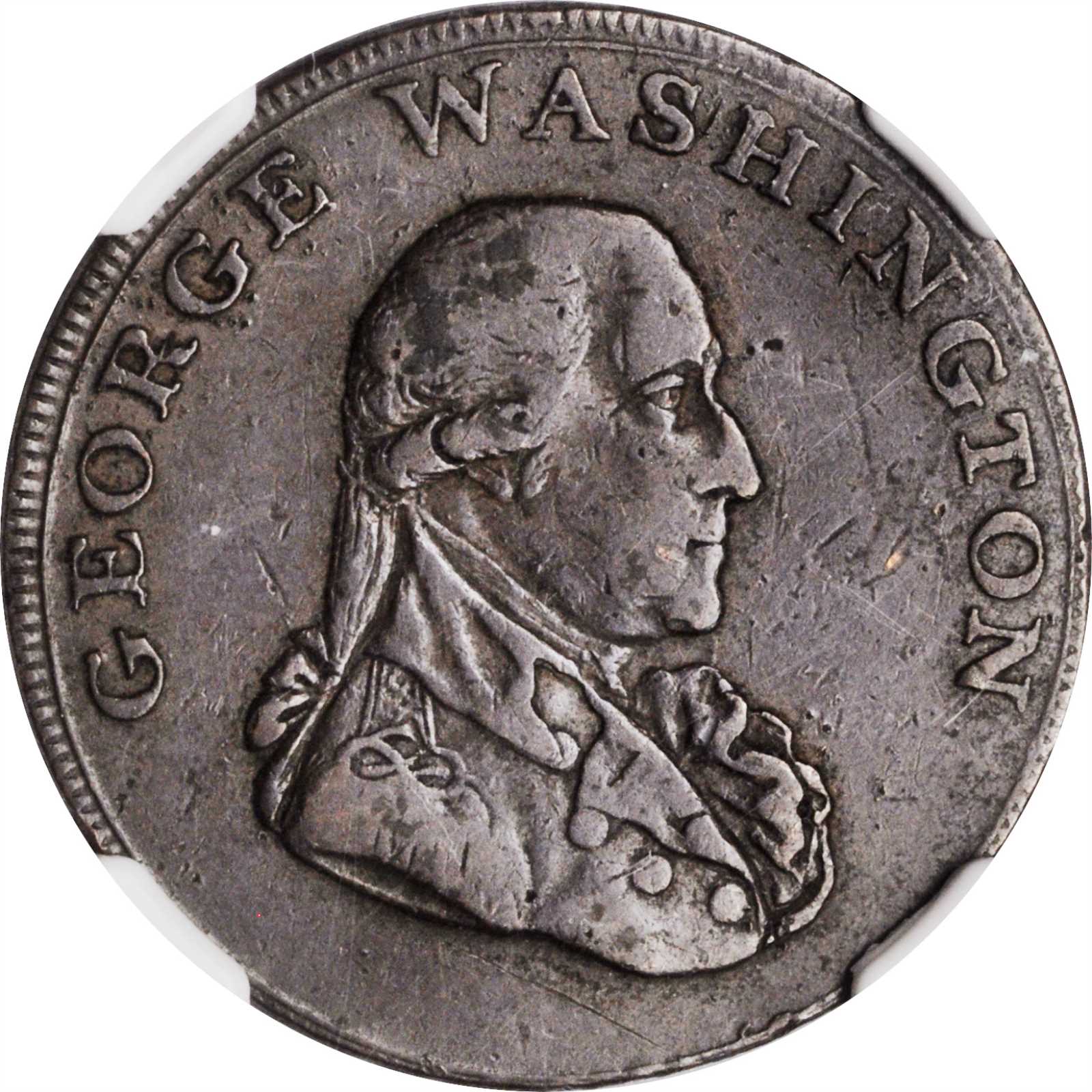 image for: 1795 Liberty and Security Halfpenny. Musante GW-48, Baker-31B, W-11010. BIRMINGHAM Edge. VF-30 BN (NGC).