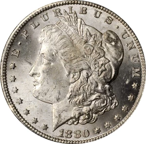 image for: 1880-CC GSA Morgan Silver Dollar. 8/7, Reverse of 1878. MS-62 (PCGS).