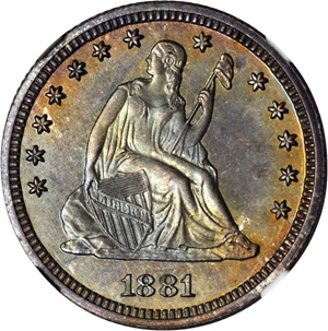 image for: 1881 Liberty Seated Quarter. Proof-66+ (NGC).