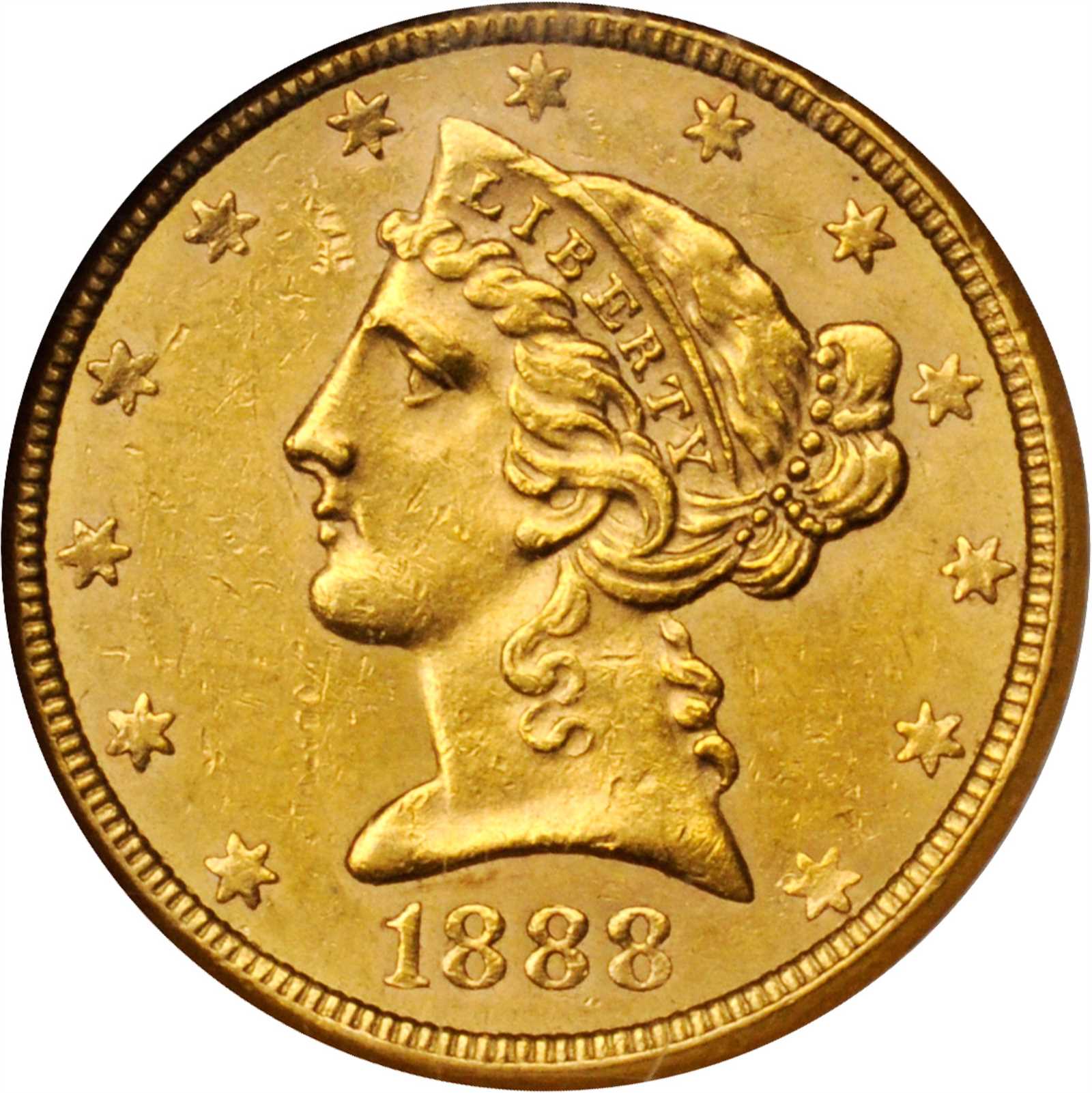 image for: 1888-S Liberty Head Half Eagle. MS-61 (NGC).
