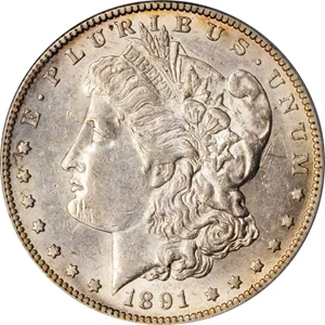 image for: 1891-S Morgan Silver Dollar. VAM-3. Top 100 Variety. Doubled Stars. AU-55 (PCGS). CAC.