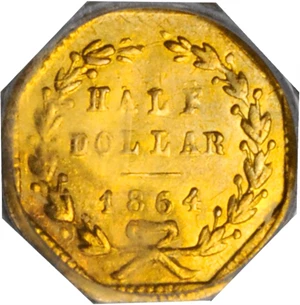 image for: 1864-G Octagonal 50 Cents. BG-917. Rarity-4. Liberty Head. MS-61 (PCGS). OGH.