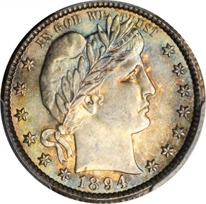 image for: 1894-O Barber Quarter. MS-64+ (PCGS). CAC.