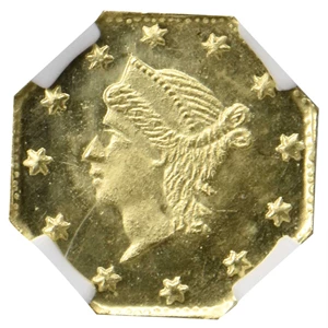 image for: 1856 Octagonal 25 Cents. BG-111. Rarity-3. Liberty Head. MS-64 PL (NGC).