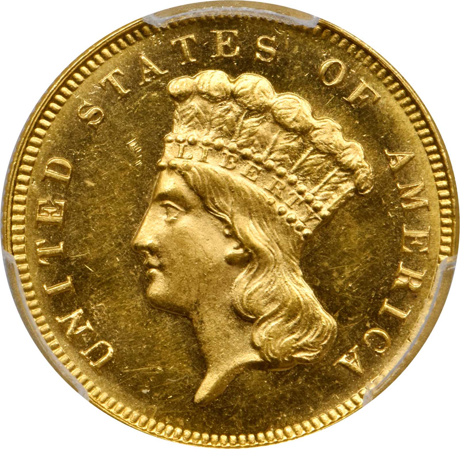 image for: 1881 Three-Dollar Gold Piece. MS-63 (PCGS).