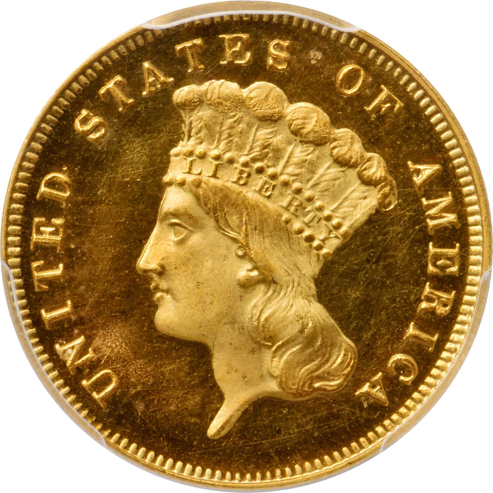 image for: 1874 Three-Dollar Gold Piece. JD-1, the only known dies. Rarity-6+. Proof-66 Cameo (PCGS). CAC.