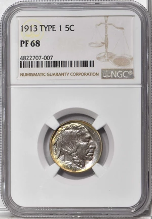 image for: 1913 Buffalo Nickel. Type I. Proof-68 (NGC).